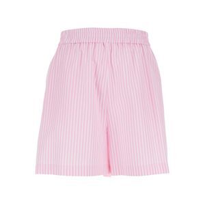 Plain Women Pink Shorts With Striped Motif In Fabric Woman